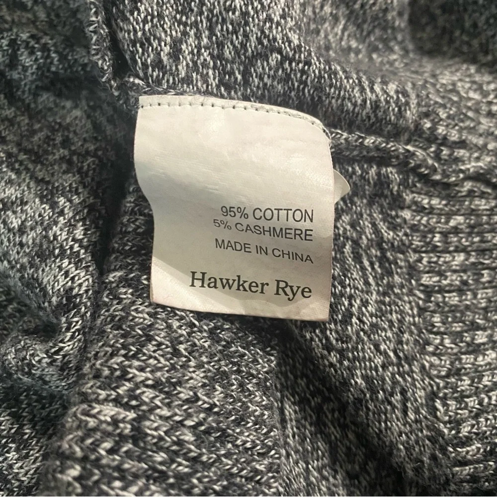 Hawker Rye Gray Marled Cotton Cashmere Crew Neck Sweater